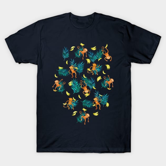 Tropical Monkey Banana Bonanza T-Shirt by micklyn